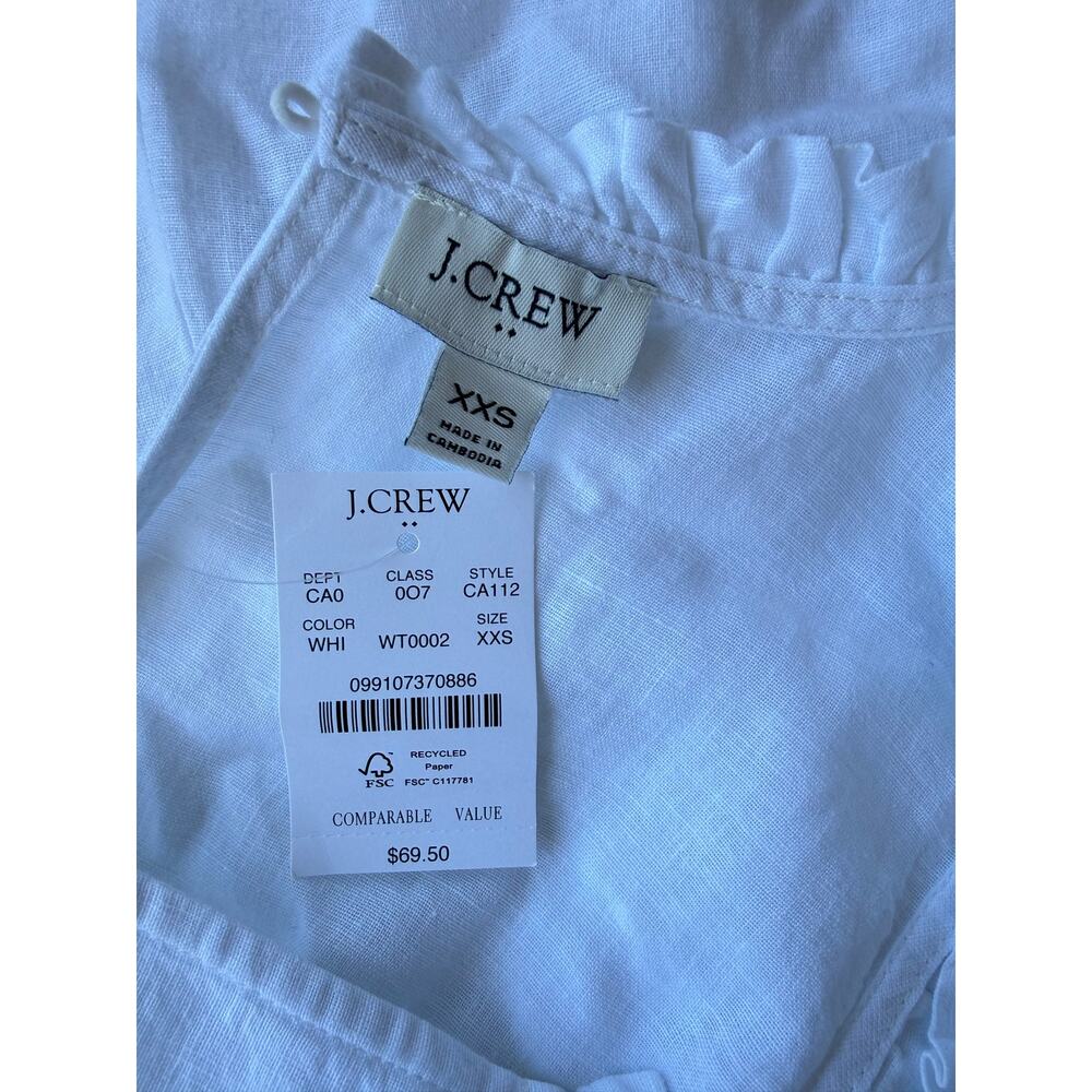 J.Crew Factory Linen-Blend Sleeveless Ruffleneck Top White (XXS) - Picture 5 of 9